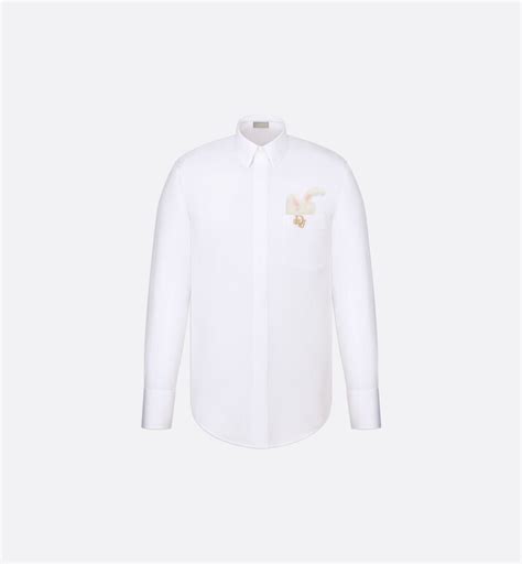 Dior Flowers Shirt White Cotton Poplin 